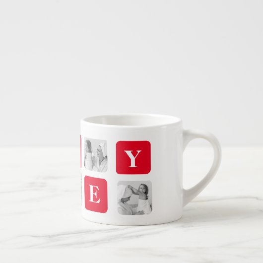 美しモダンい妻のためのコラージュ写真と赤い贈り物 エスプレッソカップ (右)