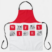 美しモダンい妻のためのコラージュ写真と赤い贈り物 エプロン (正面)