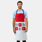 美しモダンい妻のためのコラージュ写真と赤い贈り物 エプロン (着用した状態)