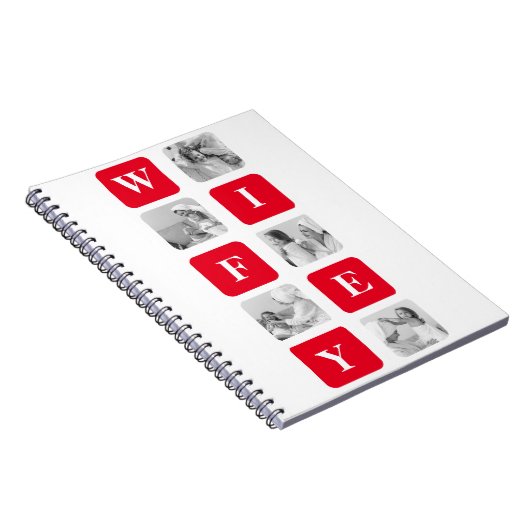 美しモダンい妻のためのコラージュ写真と赤い贈り物 ノートブック (右側)