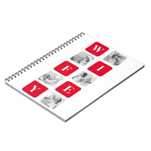 美しモダンい妻のためのコラージュ写真と赤い贈り物 ノートブック (左側)