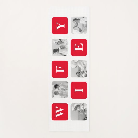 美しモダンい妻のためのコラージュ写真と赤い贈り物 ヨガマット (正面)