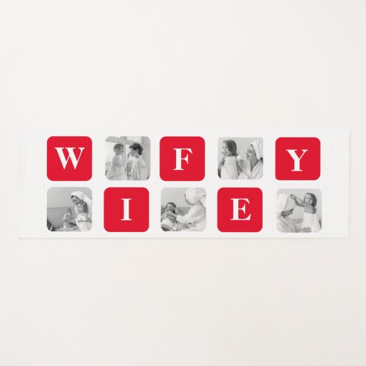 美しモダンい妻のためのコラージュ写真と赤い贈り物 ヨガマット (正面(横))