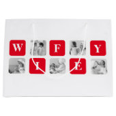 美しモダンい妻のためのコラージュ写真と赤い贈り物 ラージペーパーバッグ (正面)