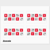 美しモダンい妻のためのコラージュ写真と赤い贈り物 長方形シール (シート)