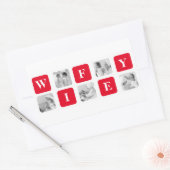 美しモダンい妻のためのコラージュ写真と赤い贈り物 長方形シール (封筒)