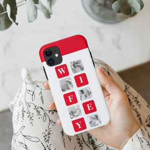 美しモダンい妻のためのコラージュ写真と赤い贈り物 iPhone 11 ケース