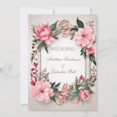 美しモダンい結婚フローラ花招待状 招待状 (正面)