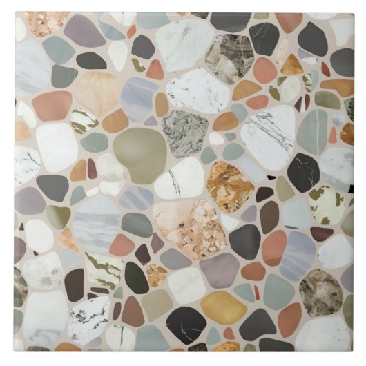 美しモダンい自然の岩terrazzoパターン タイル (正面)