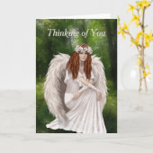 美しモダン考えい白い天使と一緒に カード (黄色い花)