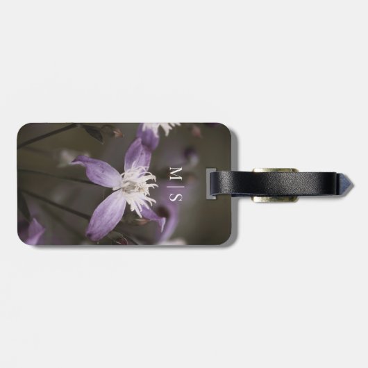 美しモノグラムのい紫色のクレマチスの花 ラゲッジタグ (裏面横)