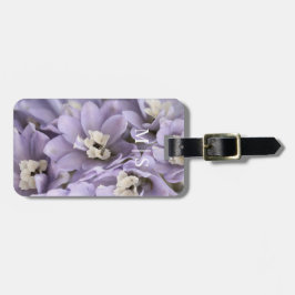 美しモノグラムのい紫色のデルフィニウムの花 ラゲッジタグ