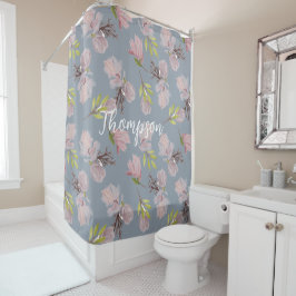 美しモノグラムのい魅力的なモダンレトロブルー シャワーカーテン