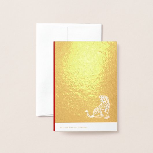 美し中国のいタイガー新年2022ラグジュアリーVGC2 箔カード (裏面封筒付き)