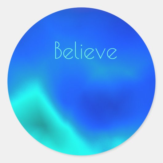 "美し信じいブルーの丸いステッカー ラウンドシール (正面)