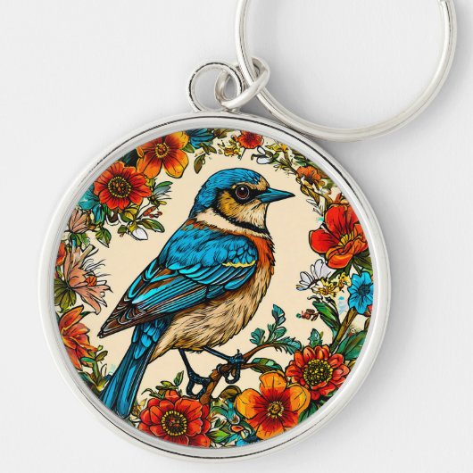 美し図解入りの、写真付きのい鳥 キーホルダー (正面)