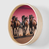 美し威厳のあるい野生の馬走のトワイライト 壁時計 (傾斜)