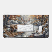 美し威厳のあるい鹿が小川を眺めている デスクマット (キーボード&マウス)