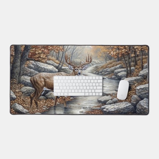 美し威厳のあるい鹿が小川を眺めている デスクマット (キーボード&マウス)