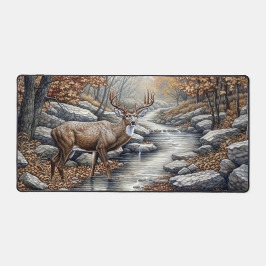 美し威厳のあるい鹿が小川を眺めている デスクマット (正面)