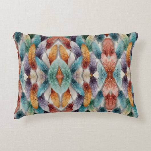 美し数々のい色の氷晶の羽 アクセントクッション (正面)