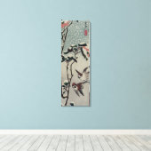 美し日本のい古絵画い鳥と雪 キャンバスプリント (インサイチュ (ウッドフロア))