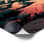 美し日本のい水彩ハーバーシーン ポスター (コーナー)