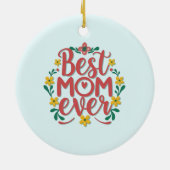 美し最高のい母は常に色鮮やかな赤いタイポグラフィ セラミックオーナメント (裏面)