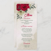 美し淡い色のい赤結婚黄色の花 メニュー (正面/裏面)