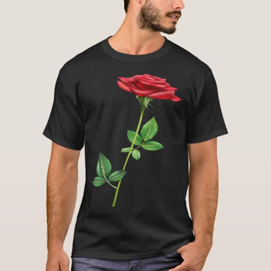 美し独身のい赤バラ花愛フローラ Tシャツ (正面)