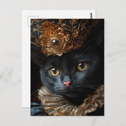 美し王室のい黒猫 ポストカード (正面/裏面)