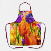 美し素晴らしいカラフルチューリップの花 エプロン (正面)
