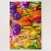 美し素晴らしいカラフルチューリップの花 ジグソーパズル (縦)