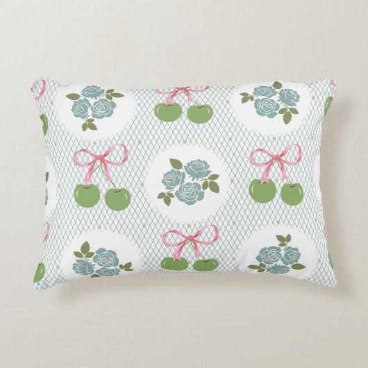 美し素晴らしいレースの背景の緑 アクセントクッション (正面)