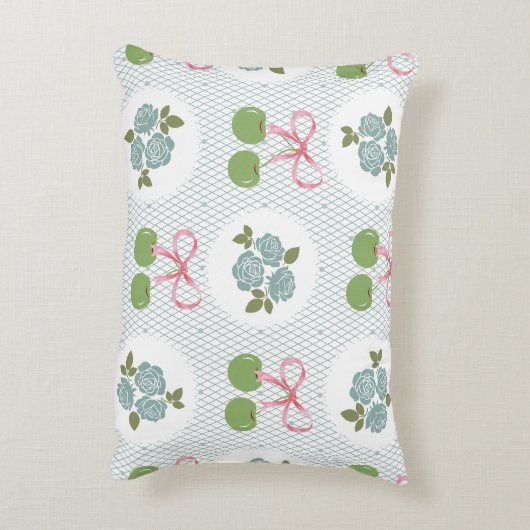 美し素晴らしいレースの背景の緑 アクセントクッション (裏面(縦))