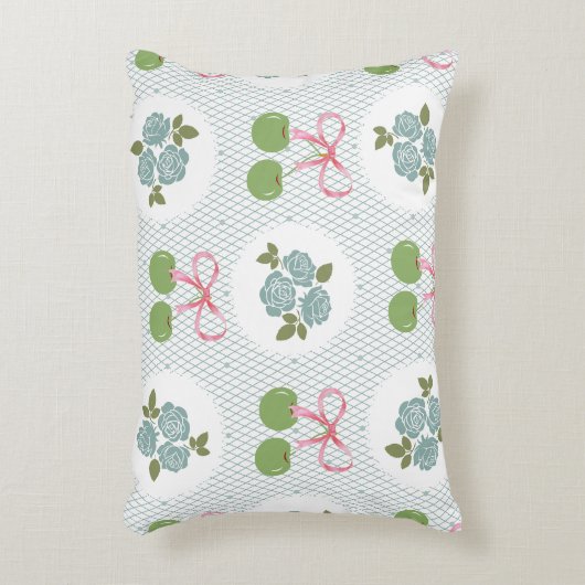 美し素晴らしいレースの背景の緑 アクセントクッション (正面(垂直))