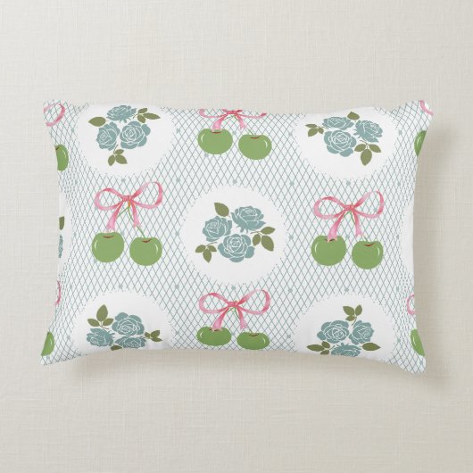 美し素晴らしいレースの背景の緑 アクセントクッション (裏面)