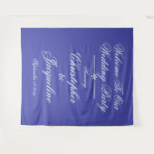 美し素朴いブルー結婚の写真ブース背景 タペストリー (正面(横))