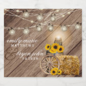 美し素朴い木樽とひまわり スパークリングワインラベル (シングルラベル)