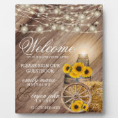 美し素朴い木樽とひまわり フォトプラーク (正面)