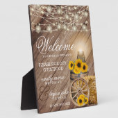 美し素朴い木樽とひまわり フォトプラーク (側面)