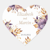 美し結婚い水色の花 ハートシール (正面)