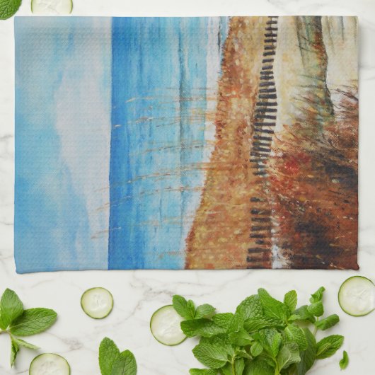 美し絵を描いビーチと砂丘絵を描の キッチンタオル (折り畳み)