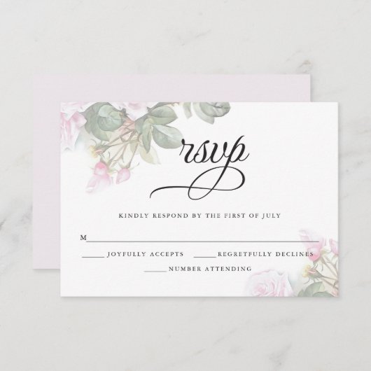 美し絵を描いピックローズベアフットブライド™ 出欠カード (正面/裏面)