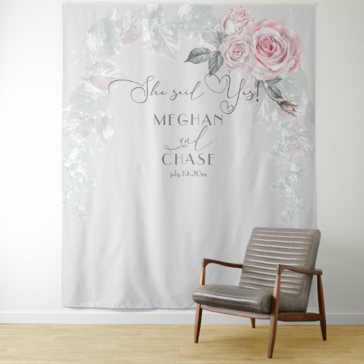 美し絵を描いピンクのバラが裸足の花嫁™ タペストリー (インサイチュ)