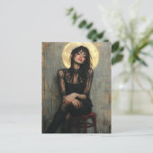 美し絵を描い女の子 ポストカード (スタンド正面)