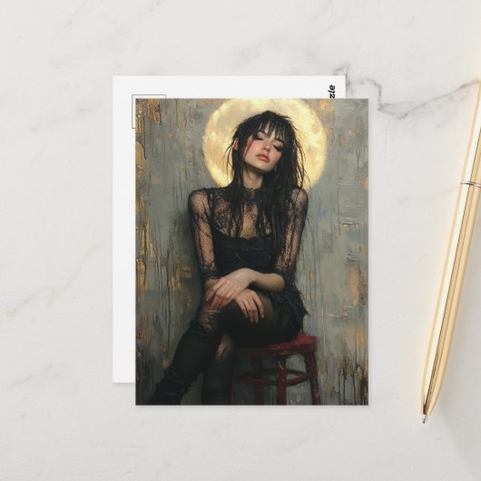 美し絵を描い女の子 ポストカード (正面/裏面インサイチュ)