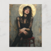 美し絵を描い女の子 ポストカード (正面)