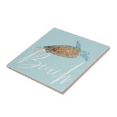 美し絵を描い海亀とビーチ タイル (側面)