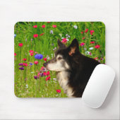 美し縁どい花とコリー マウスパッド (マウス)